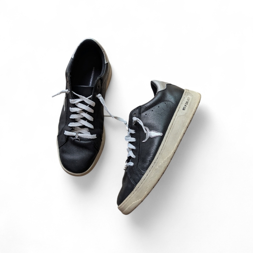 WindsorSmith Galaxy Black Leather Sneakers Size 8